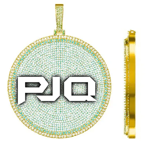 CUSTOM LETTER NECKLACE 3D BIG DISC sold by The GUU Shop