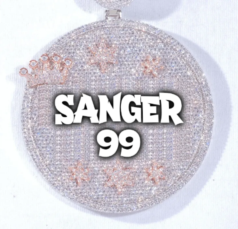 CUSTOM LETTER NECKLACE 3D BIG CROWN DISC sold by The GUU Shop