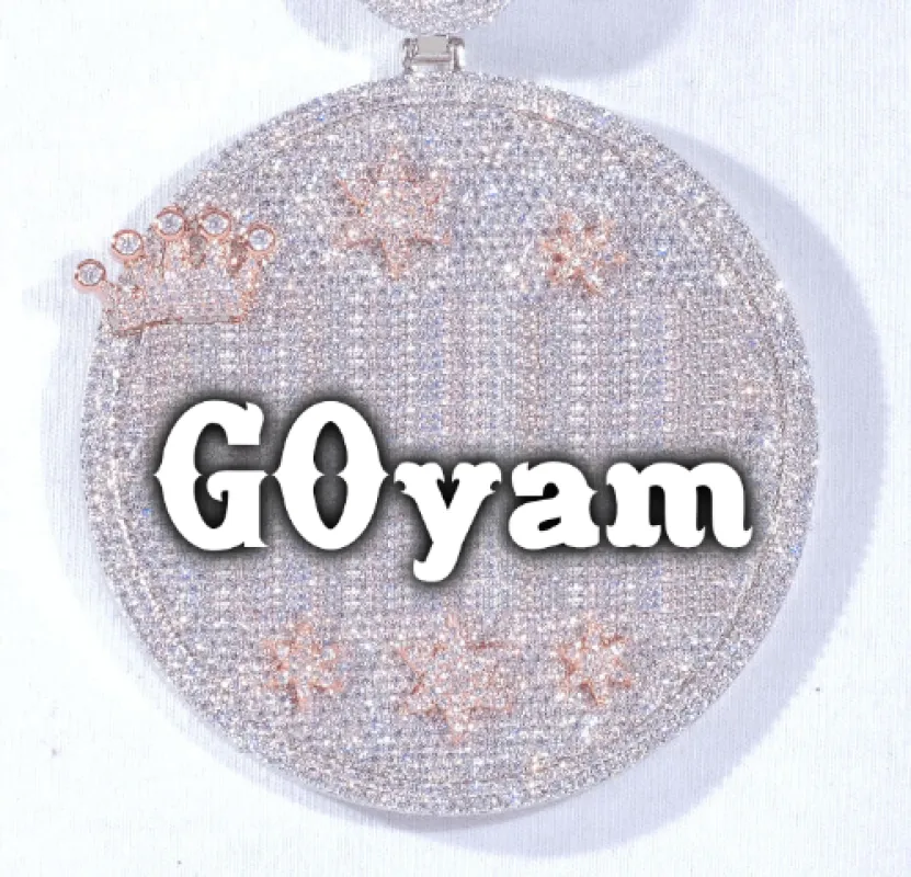 CUSTOM LETTER NECKLACE 3D BIG CROWN DISC sold by The GUU Shop