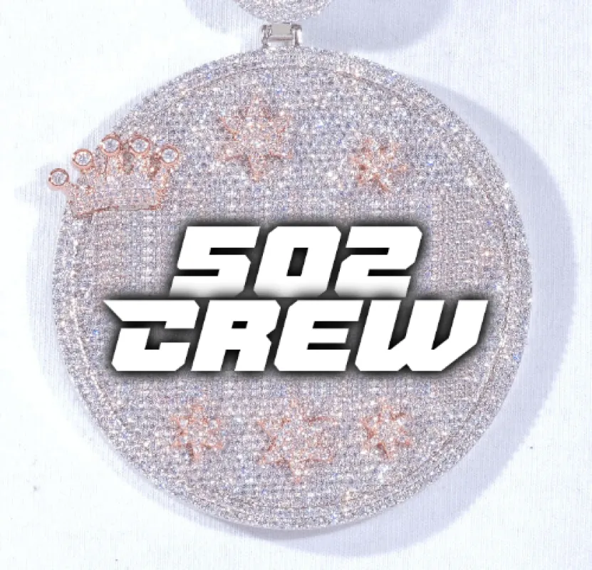 CUSTOM LETTER NECKLACE 3D BIG CROWN DISC sold by The GUU Shop