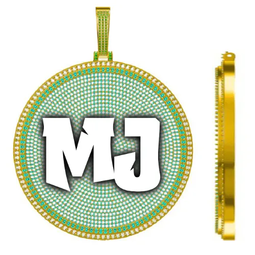 CUSTOM LETTER NECKLACE 3D BIG DISC sold by The GUU Shop