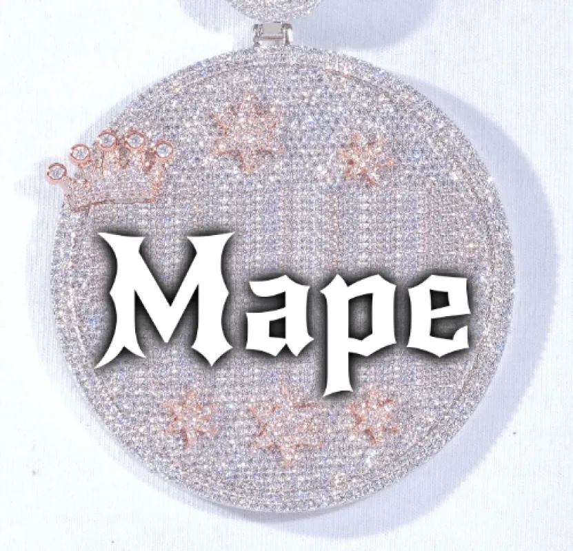 CUSTOM LETTER NECKLACE 3D BIG CROWN DISC sold by The GUU Shop