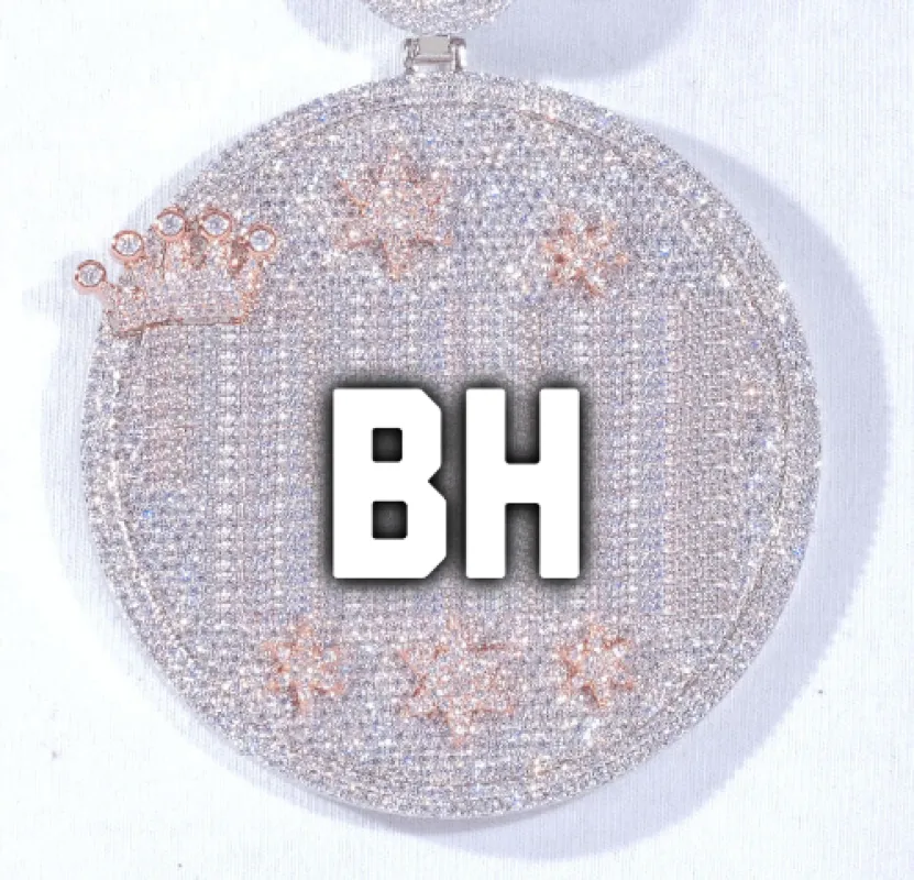 CUSTOM LETTER NECKLACE 3D BIG CROWN DISC sold by The GUU Shop