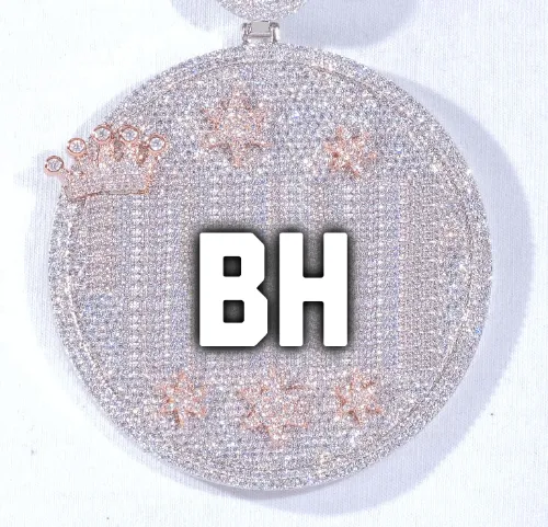 CUSTOM LETTER NECKLACE 3D BIG CROWN DISC sold by The GUU Shop