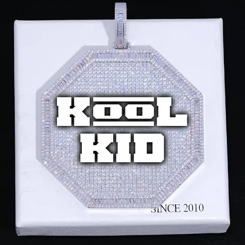 CUSTOM LETTER NECKLACE 3D BIG OCTAGON sold by The GUU Shop