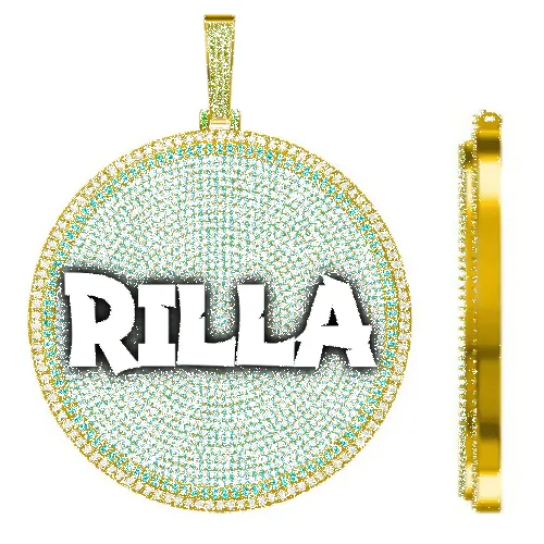 CUSTOM LETTER NECKLACE 3D BIG DISC sold by The GUU Shop