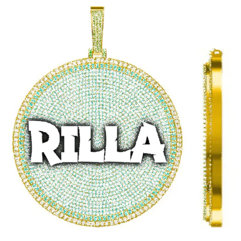 CUSTOM LETTER NECKLACE 3D BIG DISC sold by The GUU Shop