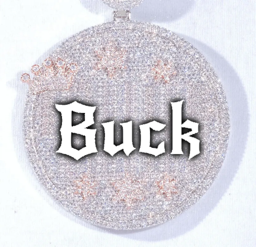 CUSTOM LETTER NECKLACE 3D BIG CROWN DISC made by The GUU Shop