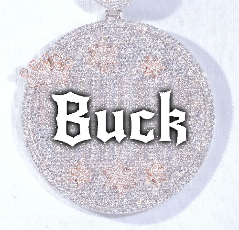 CUSTOM LETTER NECKLACE 3D BIG CROWN DISC sold by The GUU Shop