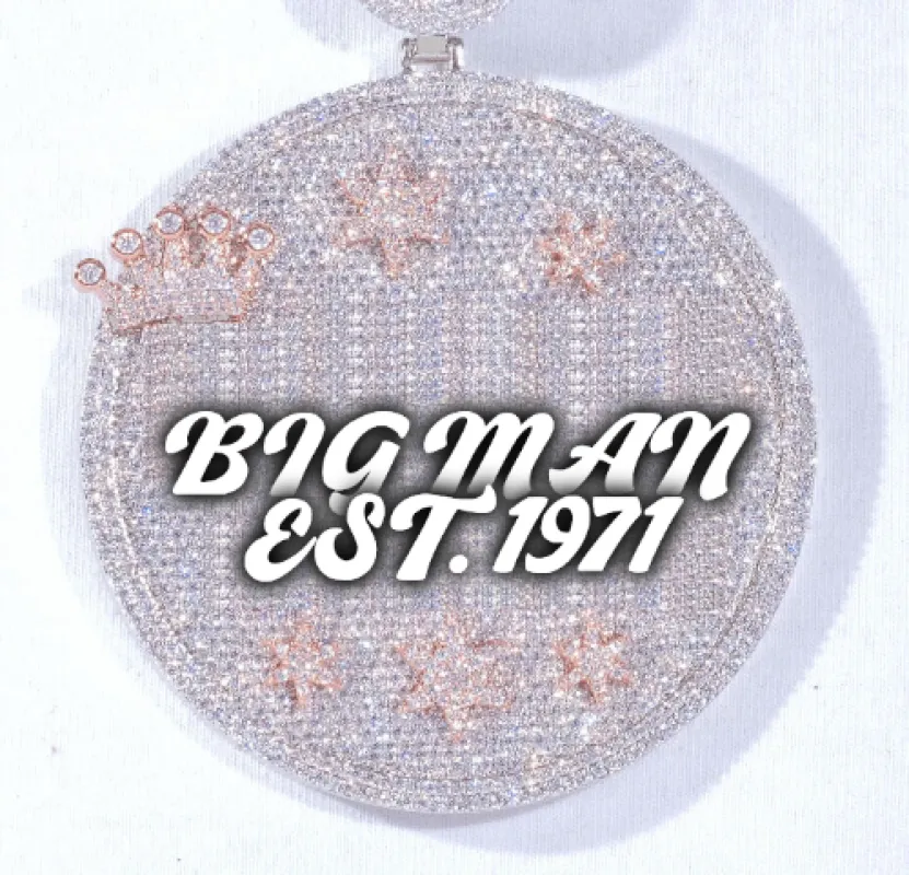 CUSTOM LETTER NECKLACE 3D BIG CROWN DISC sold by The GUU Shop