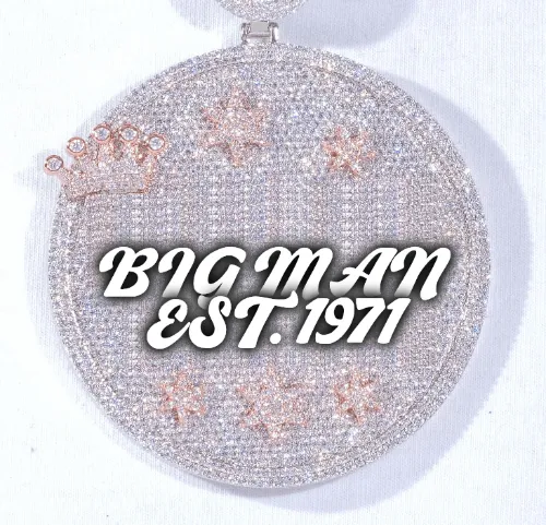 CUSTOM LETTER NECKLACE 3D BIG CROWN DISC sold by The GUU Shop