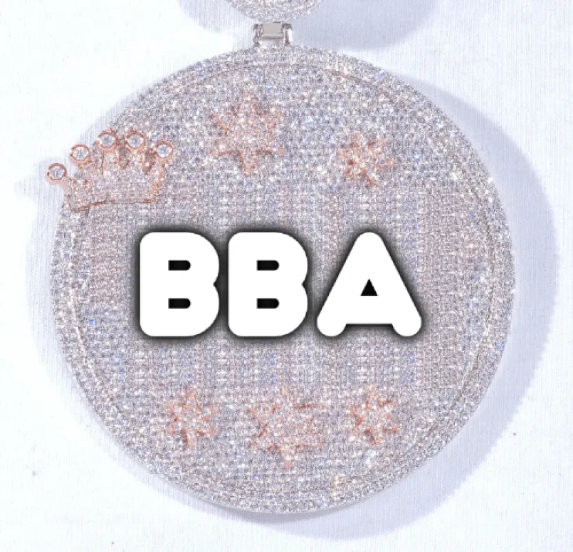 CUSTOM LETTER NECKLACE 3D BIG CROWN DISC sold by The GUU Shop