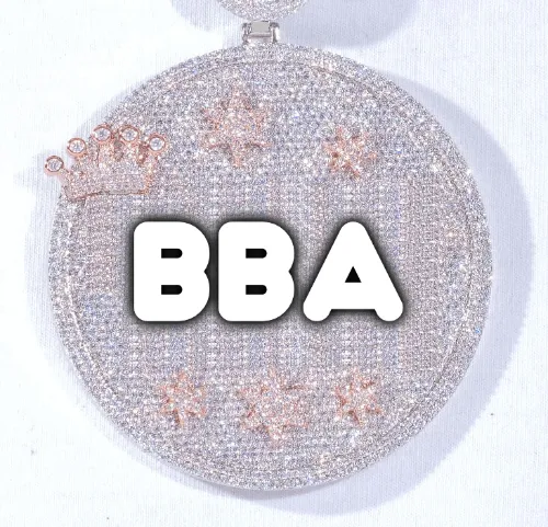 CUSTOM LETTER NECKLACE 3D BIG CROWN DISC sold by The GUU Shop