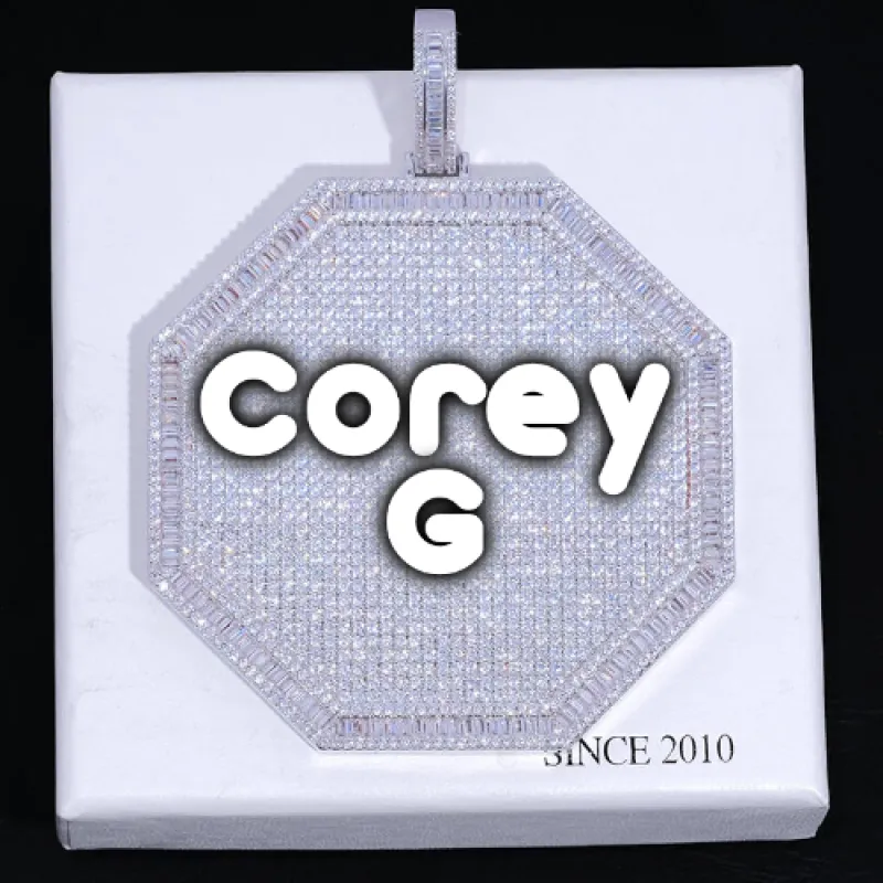 CUSTOM LETTER NECKLACE 3D BIG OCTAGON sold by The GUU Shop