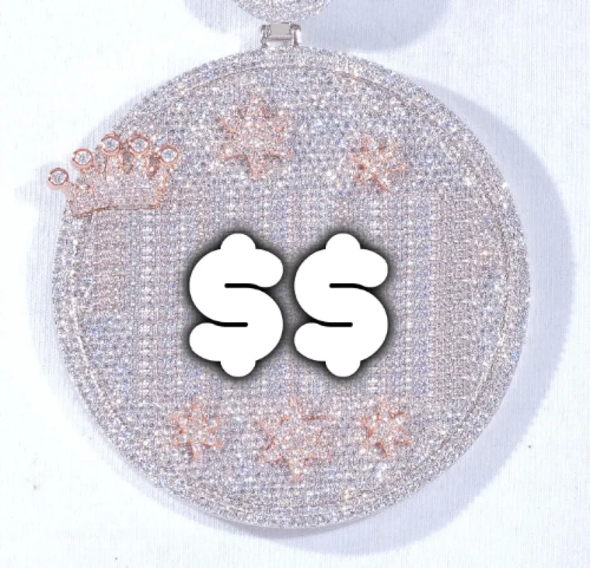 CUSTOM LETTER NECKLACE 3D BIG CROWN DISC sold by The GUU Shop