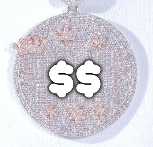 CUSTOM LETTER NECKLACE 3D BIG CROWN DISC sold by The GUU Shop