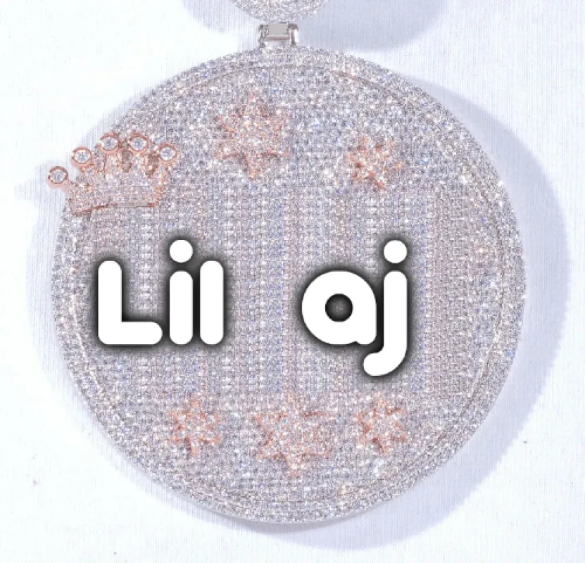 CUSTOM LETTER NECKLACE 3D BIG CROWN DISC sold by The GUU Shop