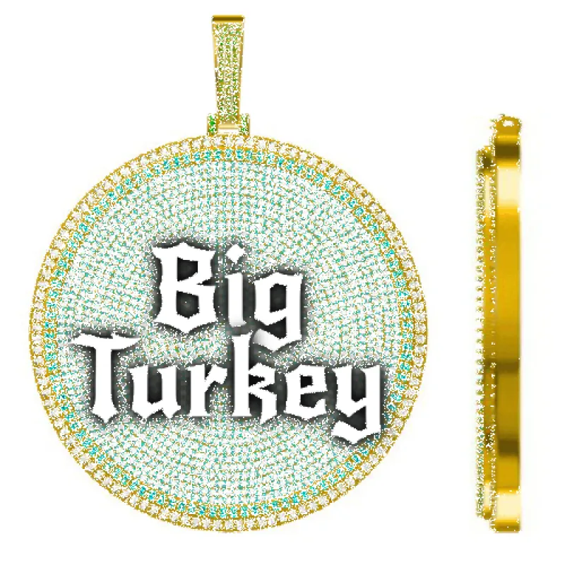 CUSTOM LETTER NECKLACE 3D BIG DISC sold by The GUU Shop