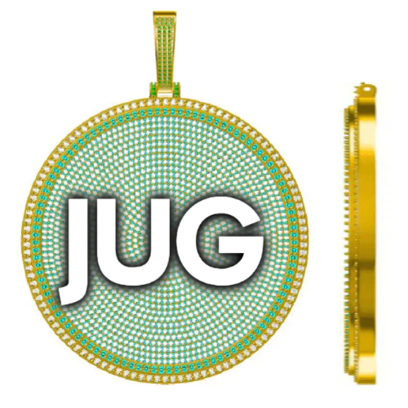 CUSTOM LETTER NECKLACE 3D BIG DISC sold by The GUU Shop