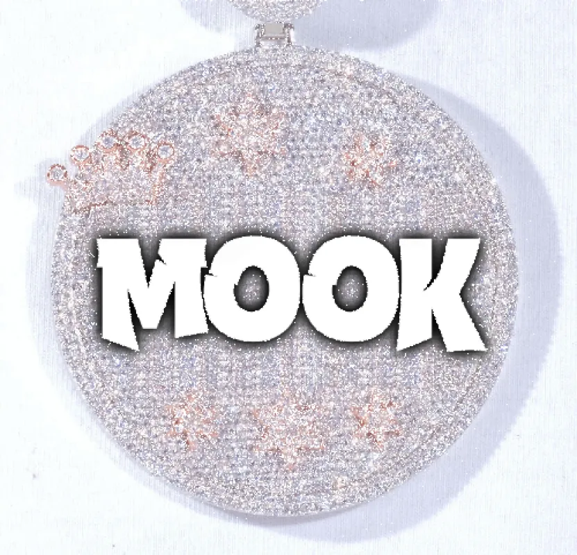 CUSTOM LETTER NECKLACE 3D BIG CROWN DISC sold by The GUU Shop