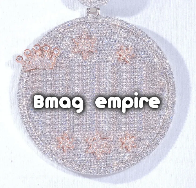 CUSTOM LETTER NECKLACE 3D BIG CROWN DISC sold by The GUU Shop