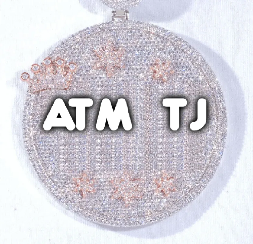 CUSTOM LETTER NECKLACE 3D BIG CROWN DISC sold by The GUU Shop