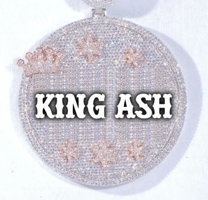 CUSTOM LETTER NECKLACE 3D BIG CROWN DISC sold by The GUU Shop