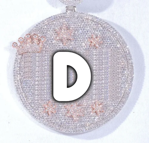 CUSTOM LETTER NECKLACE 3D BIG CROWN DISC sold by The GUU Shop