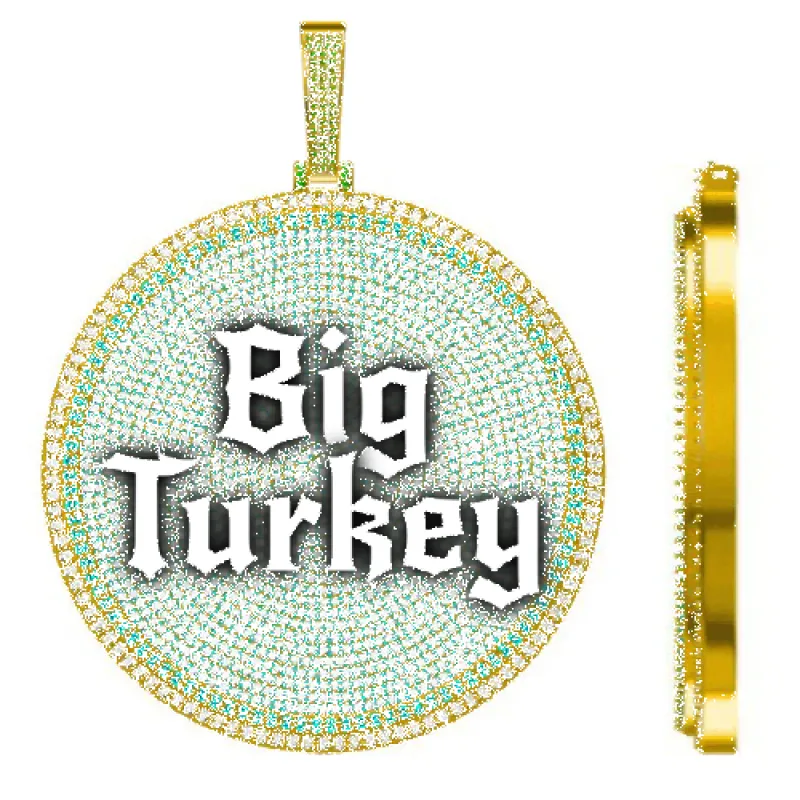 CUSTOM LETTER NECKLACE 3D BIG DISC sold by The GUU Shop