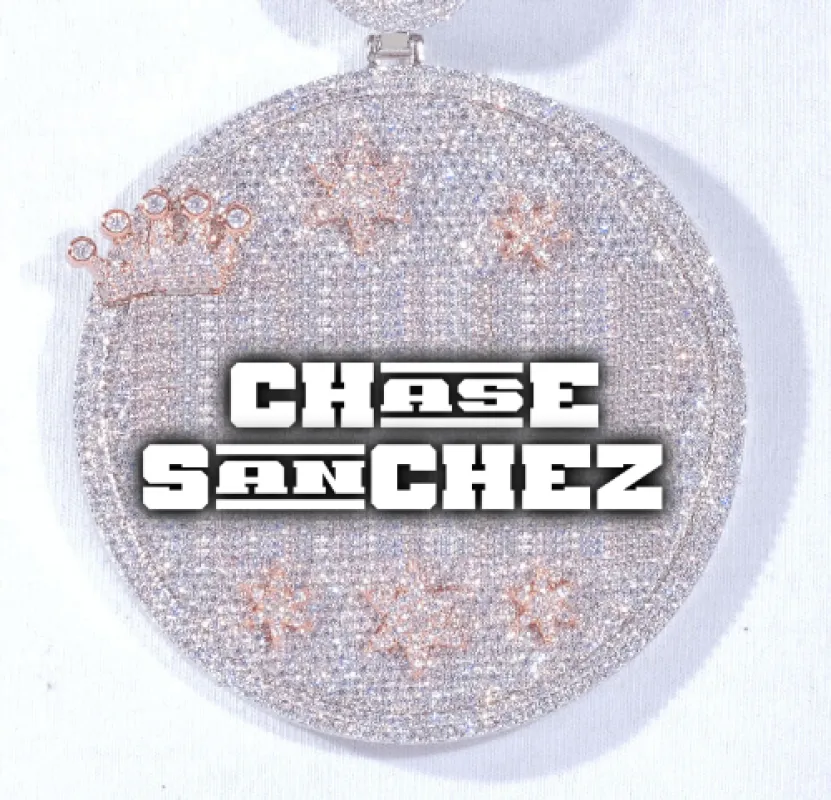 CUSTOM LETTER NECKLACE 3D BIG CROWN DISC sold by The GUU Shop