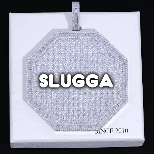 CUSTOM LETTER NECKLACE 3D BIG OCTAGON sold by The GUU Shop