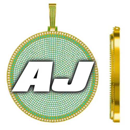 CUSTOM LETTER NECKLACE 3D BIG DISC sold by The GUU Shop