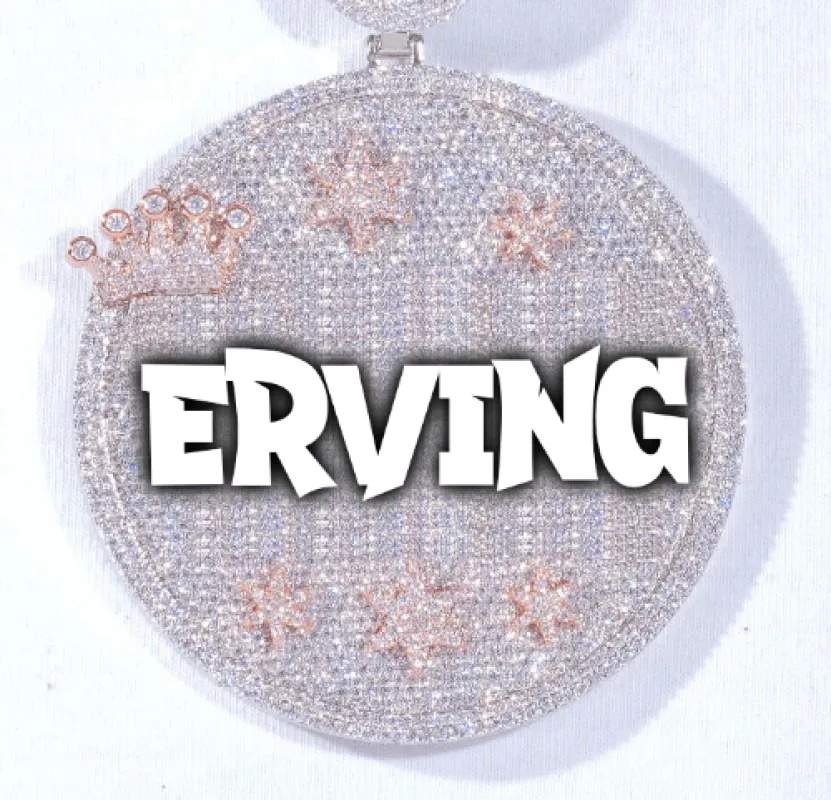 CUSTOM LETTER NECKLACE 3D BIG CROWN DISC sold by The GUU Shop