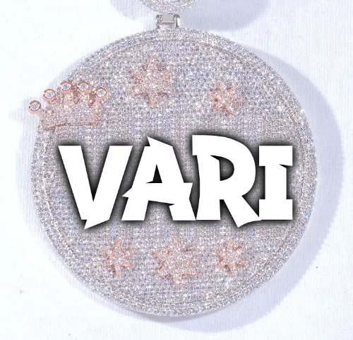 CUSTOM LETTER NECKLACE 3D BIG CROWN DISC sold by The GUU Shop