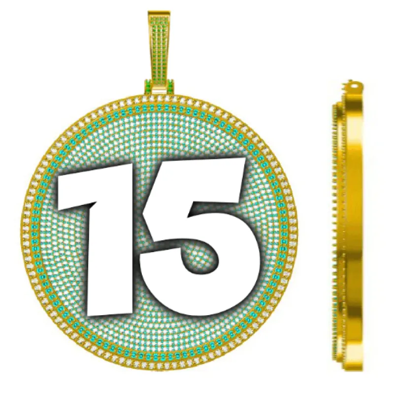 CUSTOM LETTER NECKLACE 3D BIG DISC sold by The GUU Shop