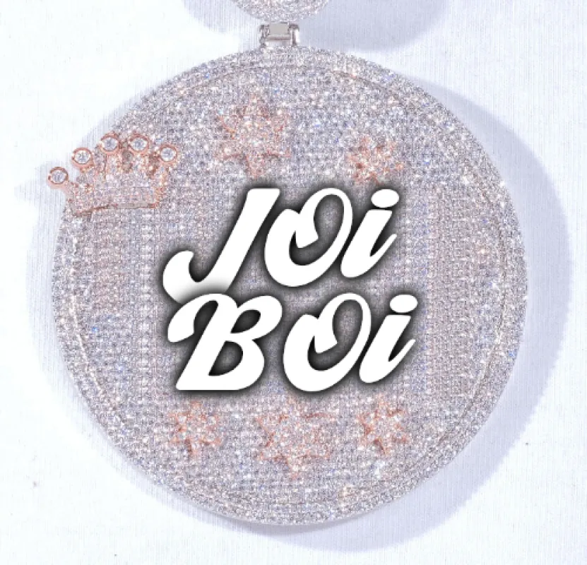 CUSTOM LETTER NECKLACE 3D BIG CROWN DISC sold by The GUU Shop