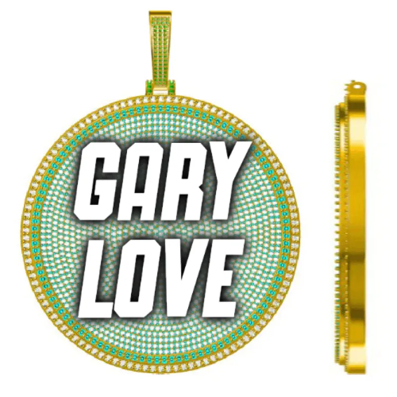 CUSTOM LETTER NECKLACE 3D BIG DISC sold by The GUU Shop