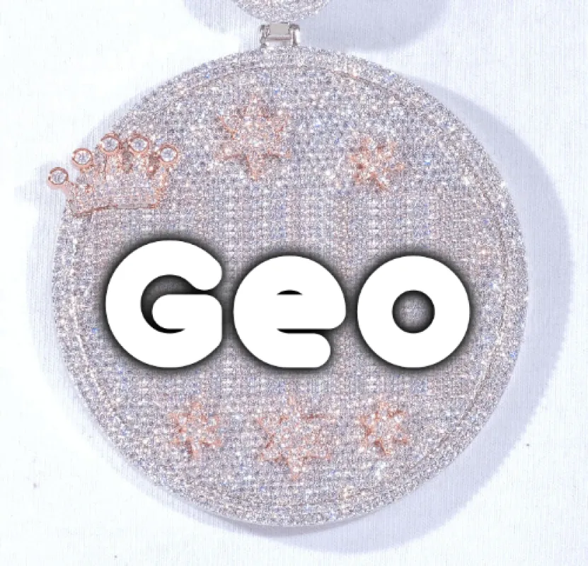 CUSTOM LETTER NECKLACE 3D BIG CROWN DISC sold by The GUU Shop