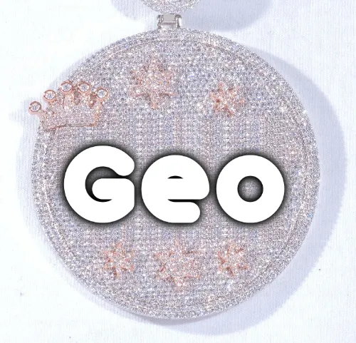 CUSTOM LETTER NECKLACE 3D BIG CROWN DISC sold by The GUU Shop