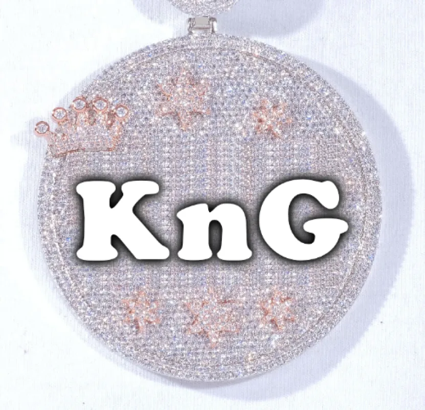 CUSTOM LETTER NECKLACE 3D BIG CROWN DISC sold by The GUU Shop