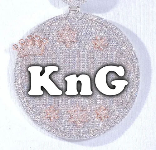 CUSTOM LETTER NECKLACE 3D BIG CROWN DISC sold by The GUU Shop