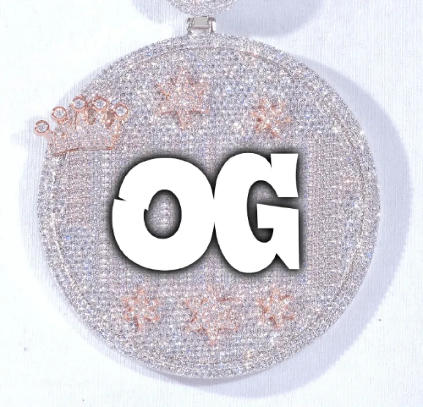 CUSTOM LETTER NECKLACE 3D BIG CROWN DISC sold by The GUU Shop