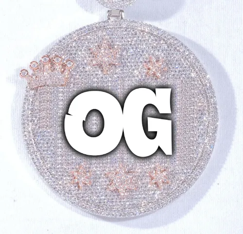 CUSTOM LETTER NECKLACE 3D BIG CROWN DISC sold by The GUU Shop
