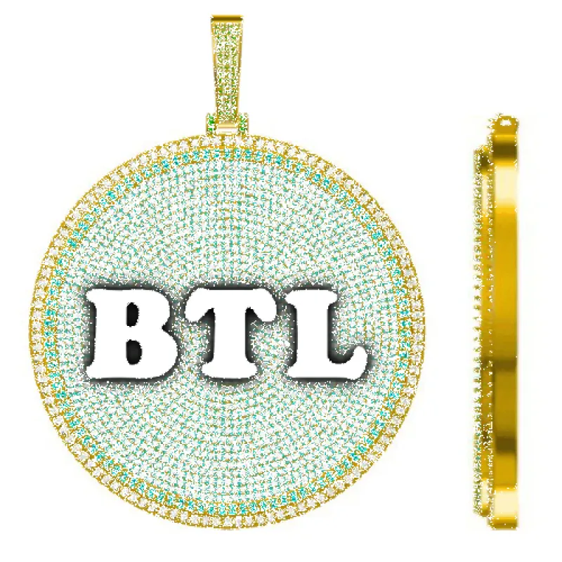 CUSTOM LETTER NECKLACE 3D BIG DISC sold by The GUU Shop