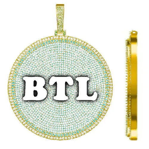 CUSTOM LETTER NECKLACE 3D BIG DISC sold by The GUU Shop