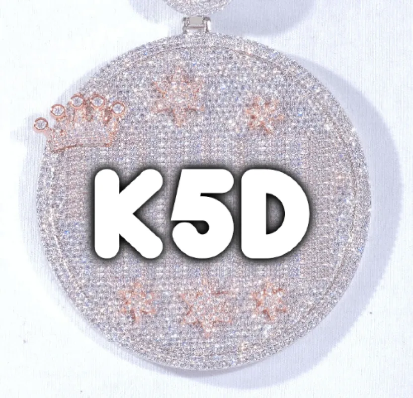 CUSTOM LETTER NECKLACE 3D BIG CROWN DISC sold by The GUU Shop