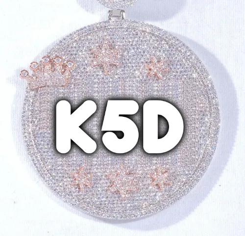 CUSTOM LETTER NECKLACE 3D BIG CROWN DISC sold by The GUU Shop