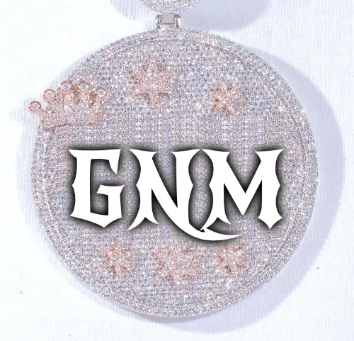 CUSTOM LETTER NECKLACE 3D BIG CROWN DISC sold by The GUU Shop