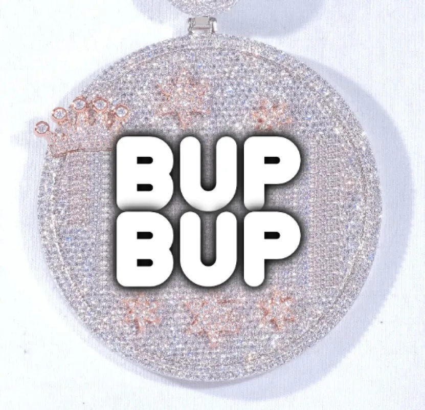 CUSTOM LETTER NECKLACE 3D BIG CROWN DISC sold by The GUU Shop