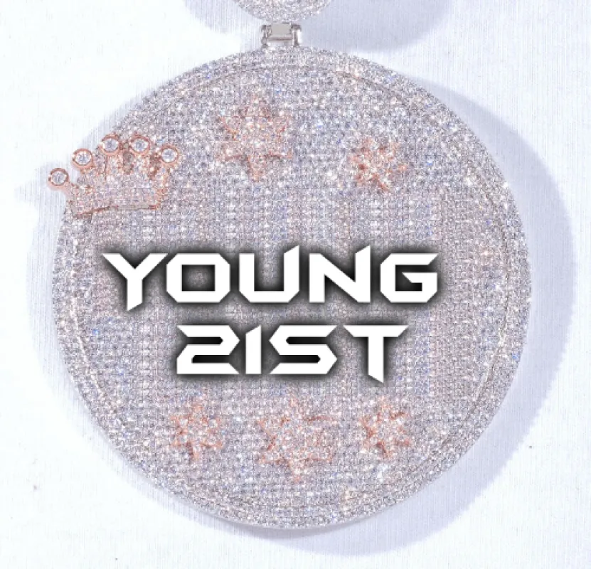 CUSTOM LETTER NECKLACE 3D BIG CROWN DISC sold by The GUU Shop